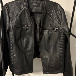 Sleek Black Faux Leather Jacket